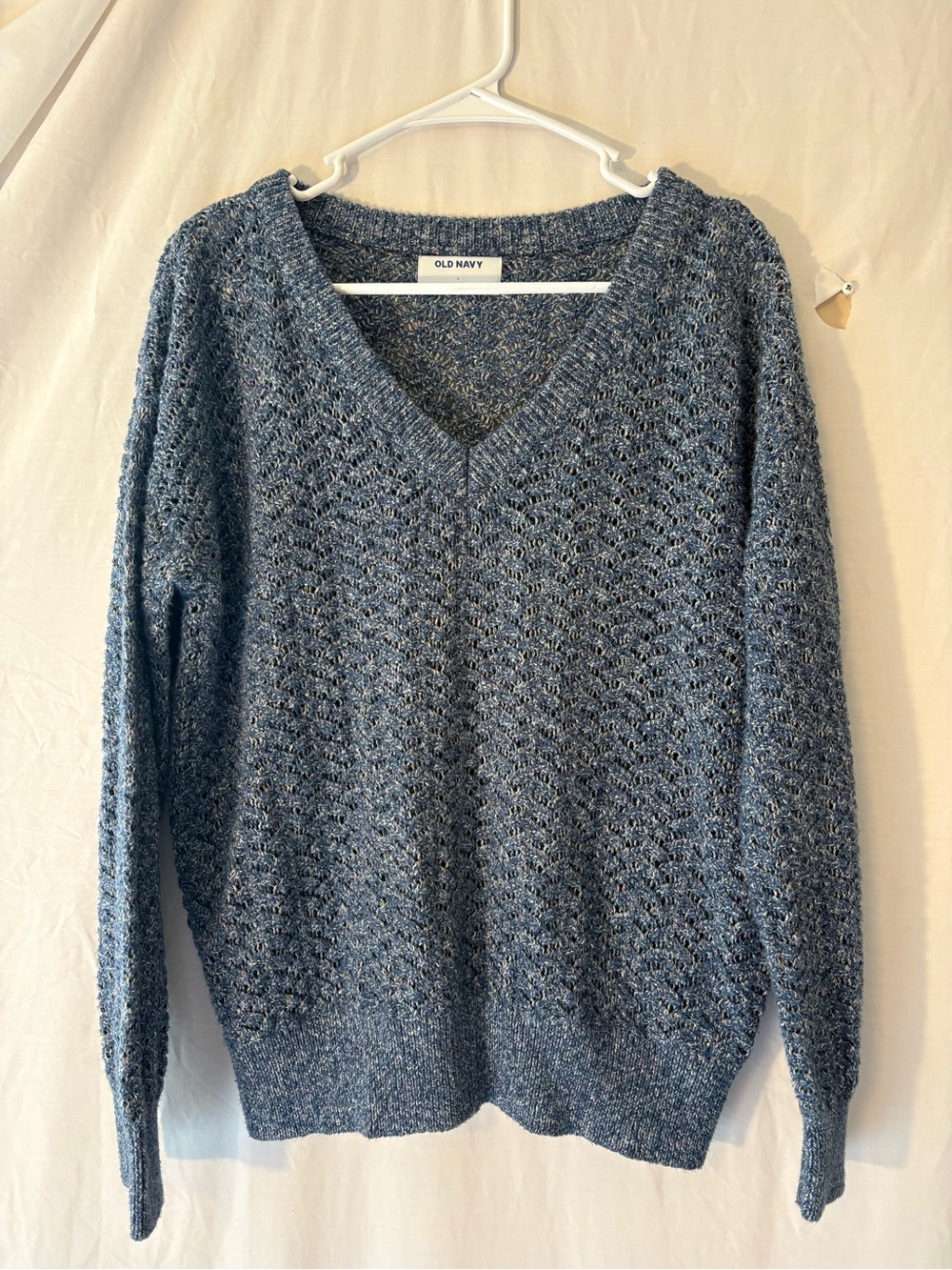 Old Navy Blue Heathered V-Neck Knit Sweater
